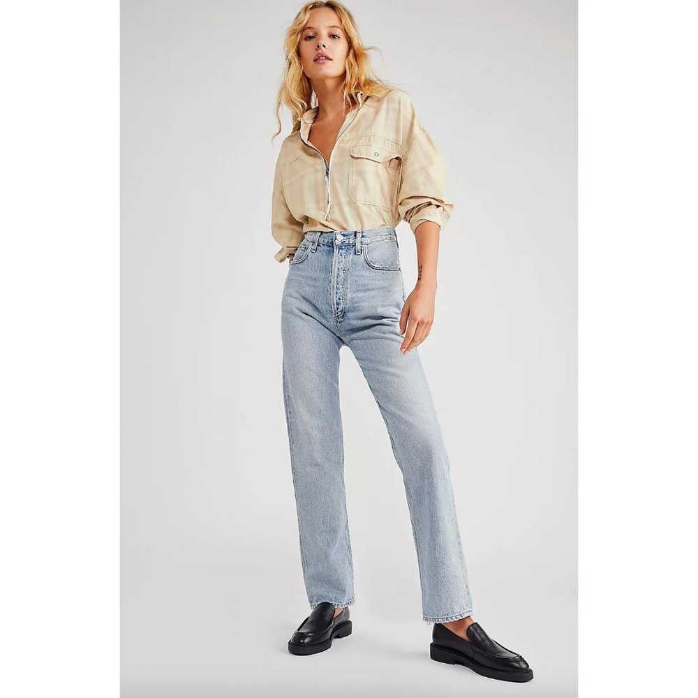 Agolde 90's Pinch Waist High Rise Straight in Soundwave Size 28